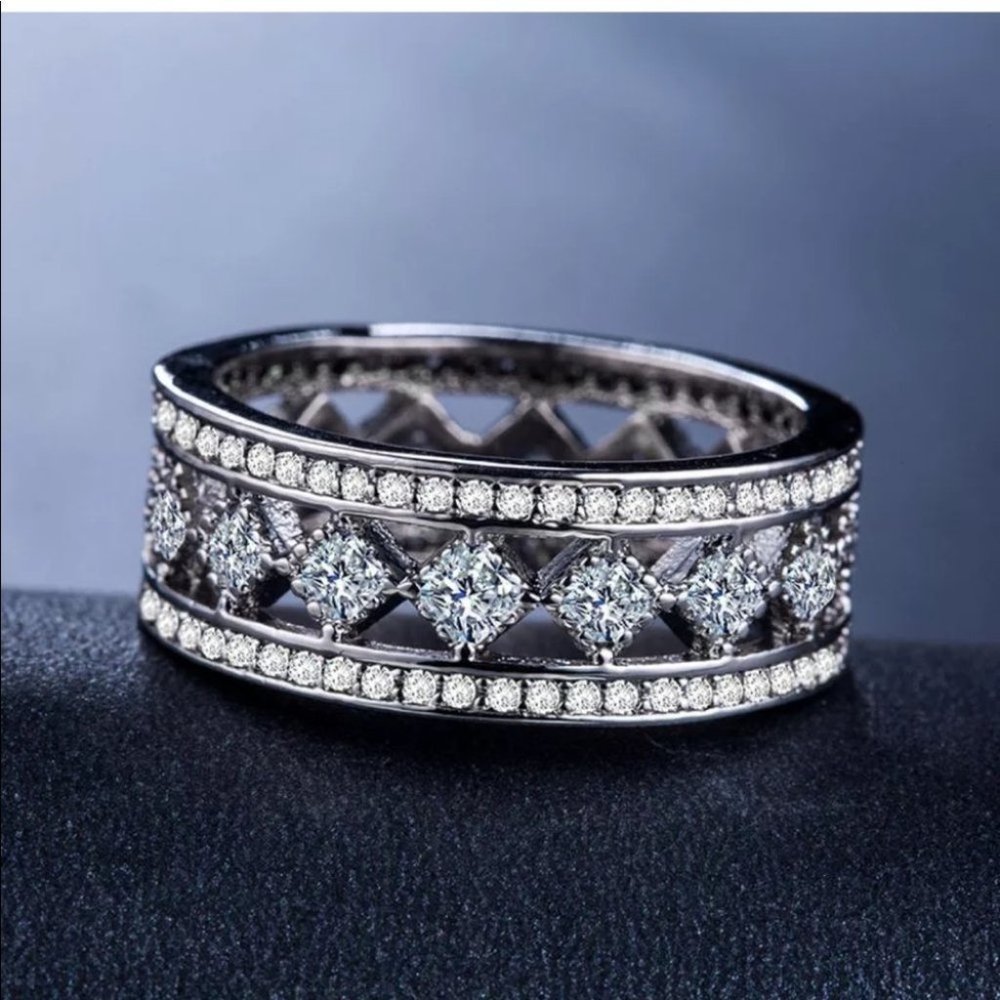 925 S Pretty Princess Cut White Sapphire Ring #63 - Picture 1 of 4